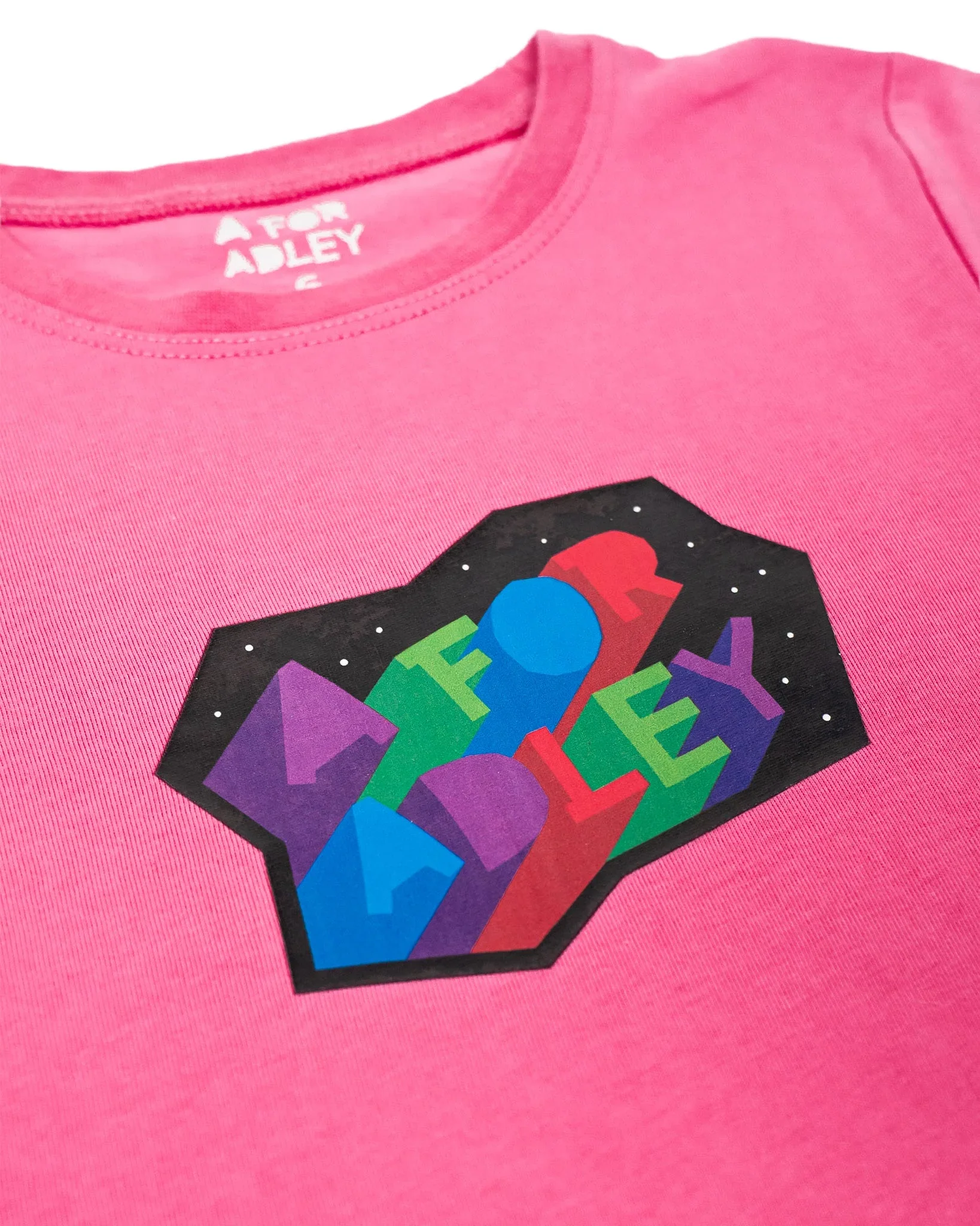 A for Adley Retro Galaxy Tee (dark pink) - Image 3