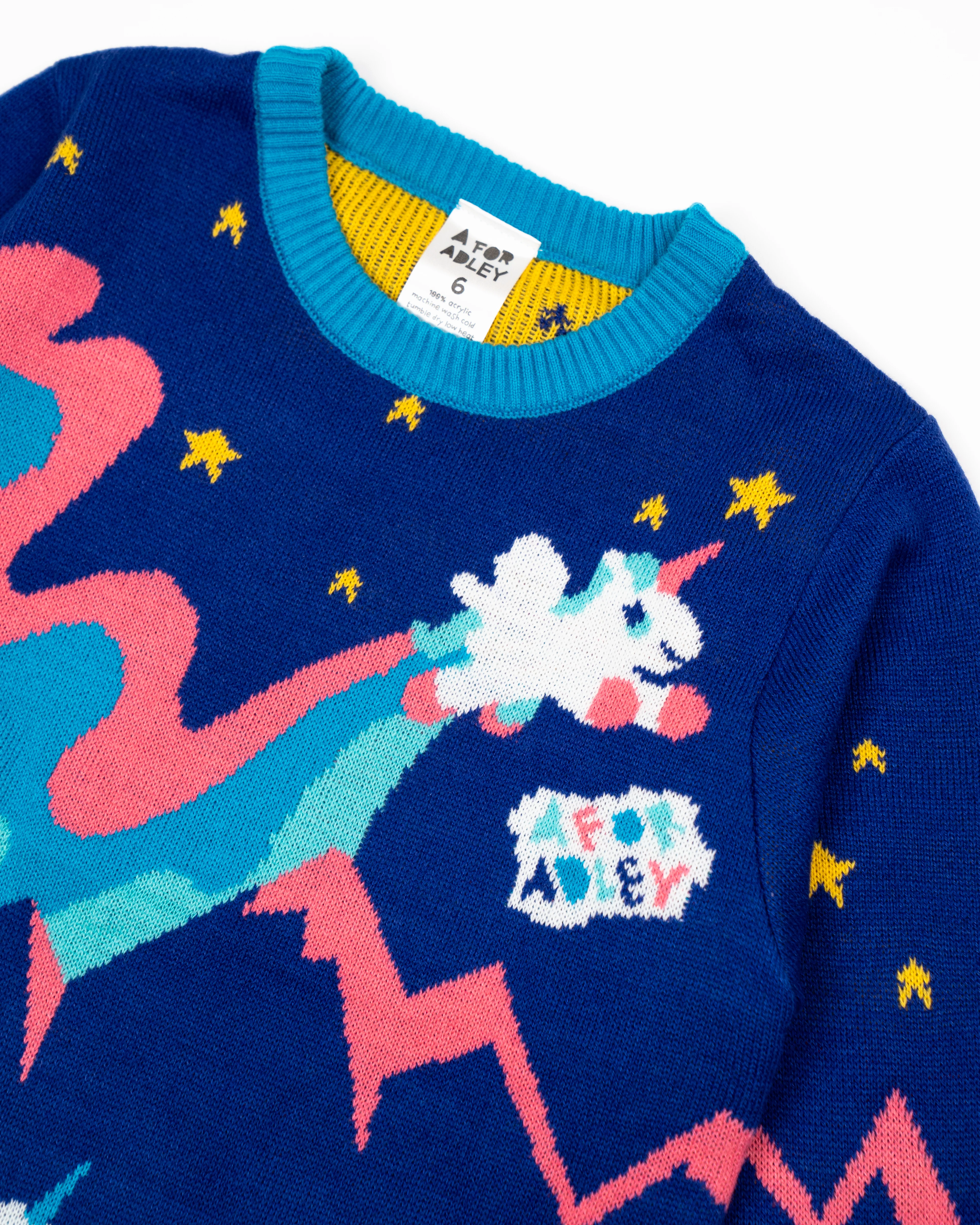 A for Adley Winter Rainbow Sweater - Image 3